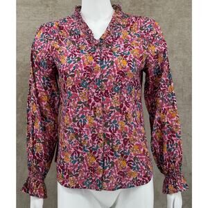 Talbots Floral Button Down Shirt - Pink, Yellow, Green